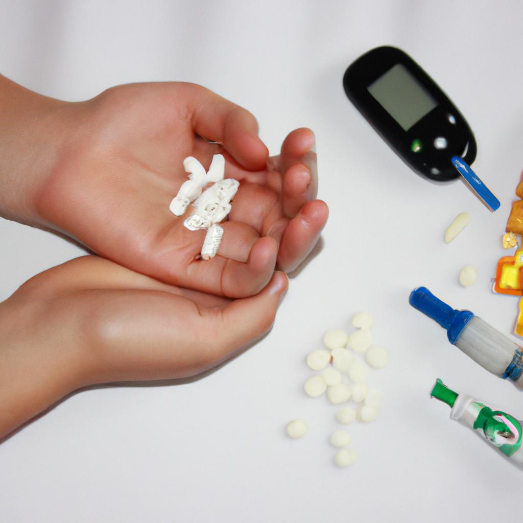 Person managing diabetes with medication